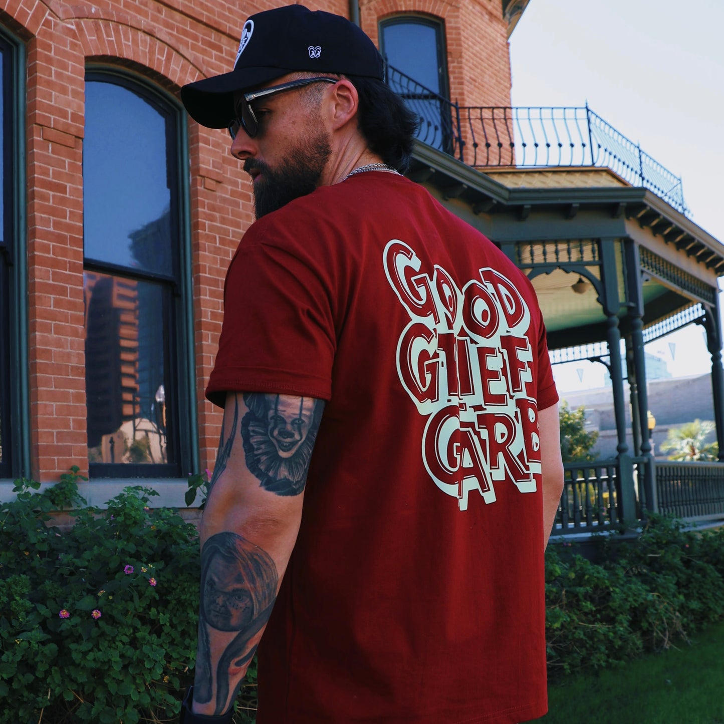 GOOD GRIEF GARB - FLAGSHIP TEE MAROON